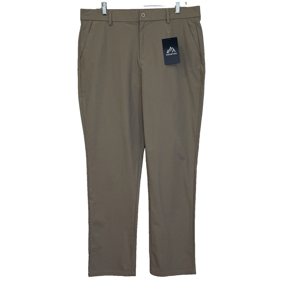 Snowten Pants Mens 32x32 Khaki Classic Fit Stretch Pro Fabric Golf Outdoor NEW‎